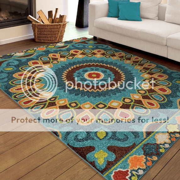 Orian Veranda Area Rug 2352 Indoor/Outdoor Multi Geometric Rings Floor Decor Abstract Carpet