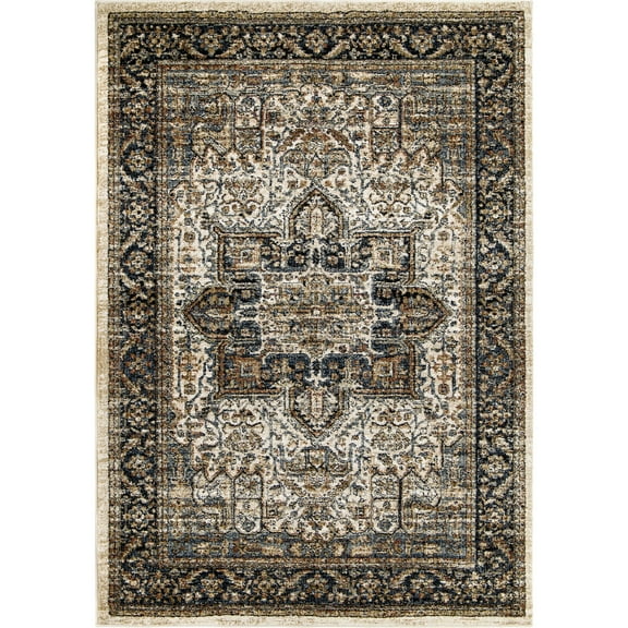Orian Wellington 6'5" X 9'6" Off White Floral Medallion Area Rug