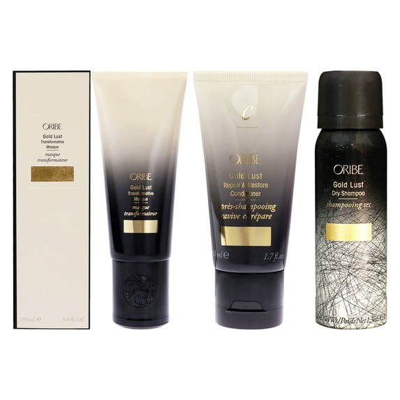 Oribe Gold Lust Dry Shampoo and Repair and Restore Conditioner and Transformative Masque 3 Pc Kit - 1.3oz Hair Spray, 1.7oz Conditioner, 5oz Masque