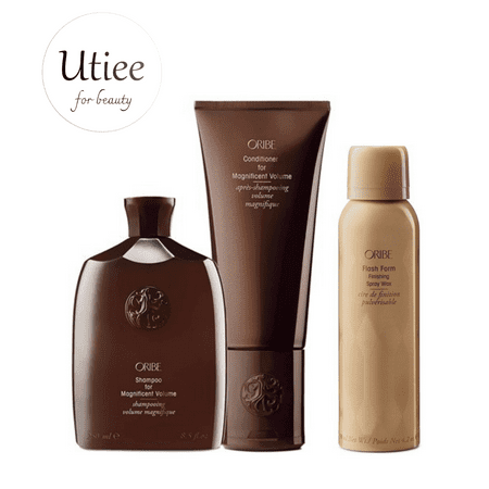 Oribe Shampoo and Conditioner for Magnificent Volume plus Flash Form Finishing Spray Wax 8.5/6.8/4.2 oz