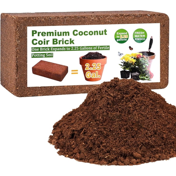 Oric Coco Coir 1 Pcs Compressed Coconut Brick Fiber Husk Substrate Mulch Bark Core Growing Medium Peat Moss Soil High Nutrition for Plants Gardening Seed Starting Mix