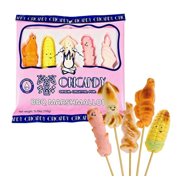 Oricandy Fruit Flavored BBQ Marshmallow Skewers, 2 Pack Set, Camping, Grill & Smores Treats