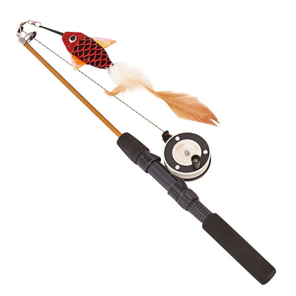 Oricka Fishing Rod Toy Sturdy Teasing Stick Interactive Toys Unique Styles，Fishing Rod Is Randomly Either ，Fishing Rod Telescopic ，Extend Up To 72cm/28.35inch
