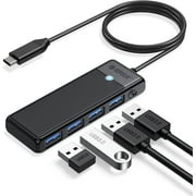 Orico 4 Port USB Hub C for Laptop with 3.3 Ft Long Cable Ultra Slim USB 3.0 Hub Multiport Adapter USB C Splitter Compatible for Macbook, Mac Pro,PC , Flash Drive