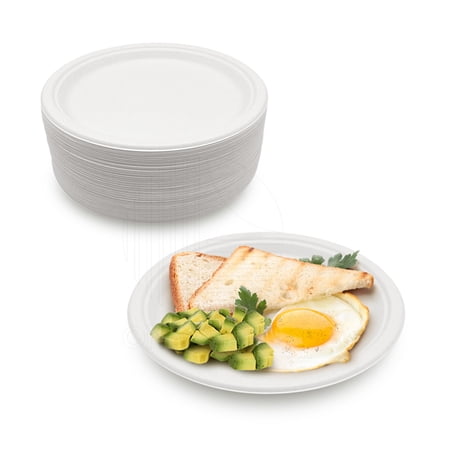 OrienTreeN 100% Compostable 10 Inch Bagasse Paper Plates, 125 counts | Heavy-Duty Disposable Plates | Eco-Friendly Made of Sugarcane Fibers-Natural Biodegradable Plates