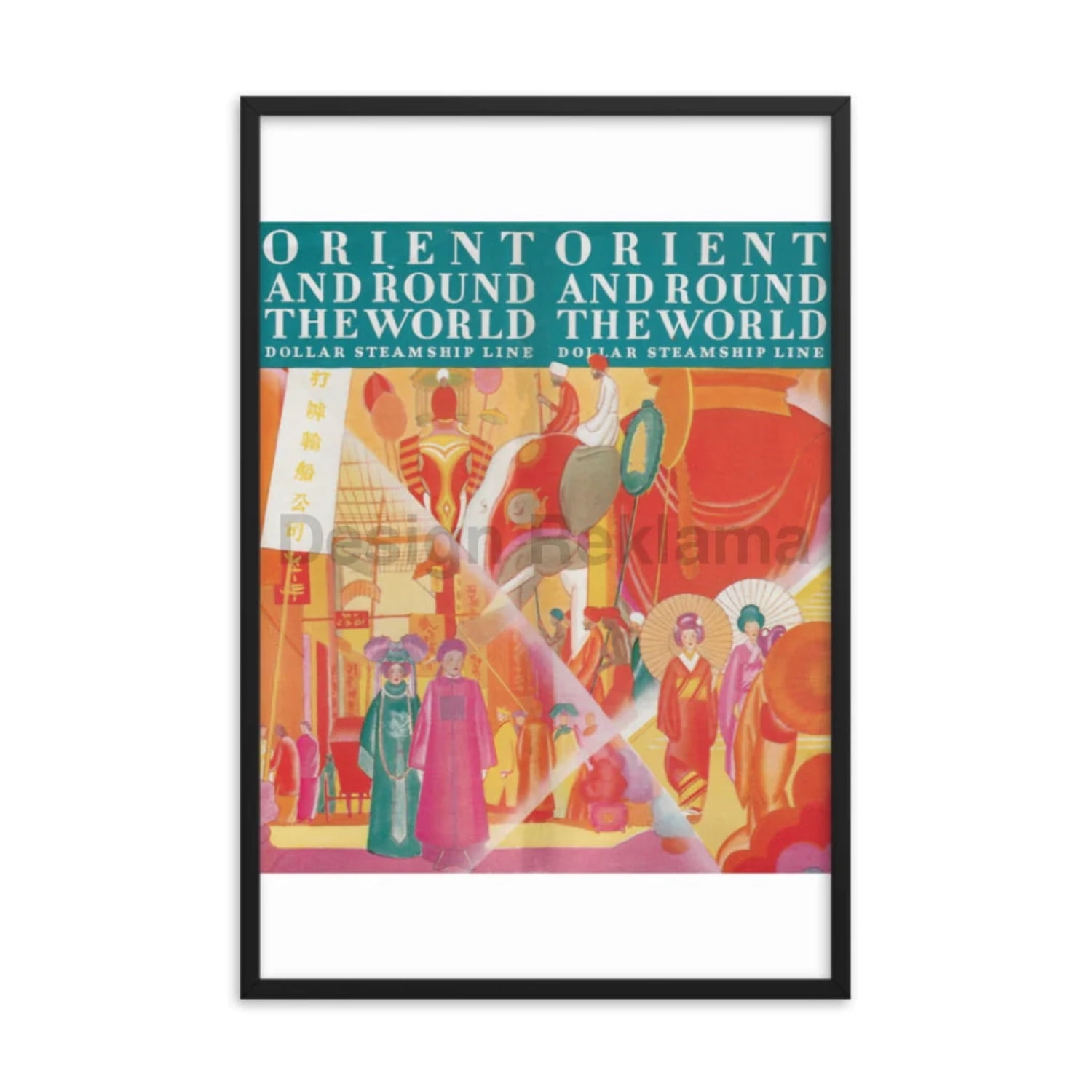 Orient Around The World Dollar Steamship Line, 1930. Framed Vintage