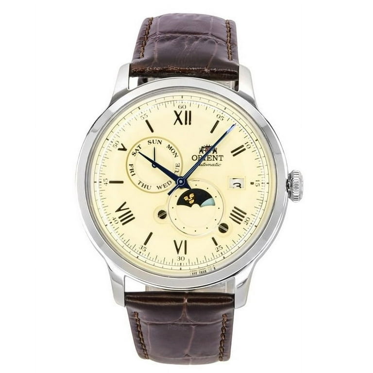 Orient Bambino Version 9 Sun And Moon Phase Leather Strap Orient Bambino Version 9 Sun And Moon Phase Leather Strap