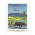 thumbnail image 1 of The Orient by Clipper - Boeing Stratocruiser over Rice Paddy - Pan American World Airways - Vintage Travel Poster by Charles Baskerville 1950 - Bamboo Fine Art 290gsm Paper Print (Unframed) 18x24in, 1 of 4