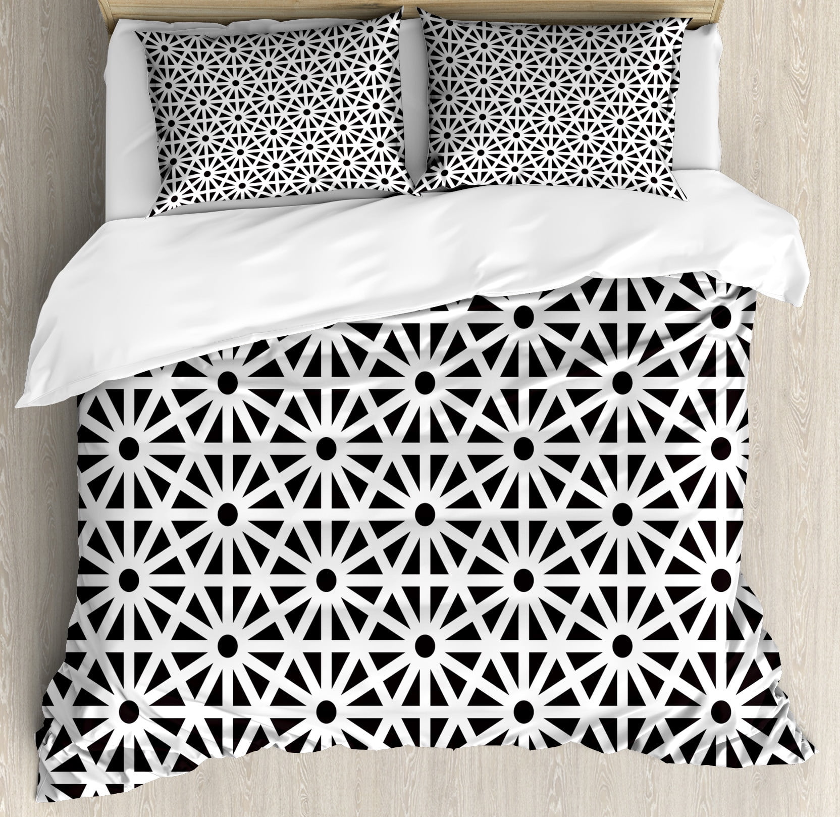 King Black and White Geometric Duvet Cover Set