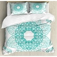 thumbnail image 1 of Orient Duvet Cover Set, Persian Style Oriental Floral Pattern with Middle Eastern Bohemian Effects, Decorative 3 Piece Bedding Set with 2 Pillow Shams, Calking Size, Seafoam, by Ambesonne, 1 of 2