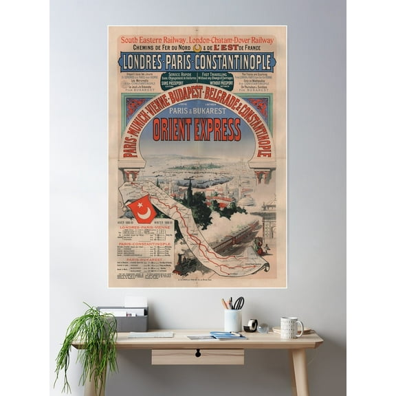 Orient Express Constantinople - Vintage Train Travel Poster - Vintage Travel Art Poster Wall Art, Modern Wall Decor For Living Room Bedroom, 12x18 UNFRAMED