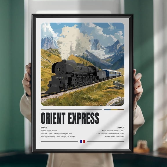 Orient Express Poster, Steam Train Wall Art, Unframed Paper Poster 8x10in
