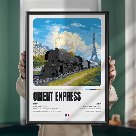 Orient Express Vintage Poster, Classic Train Travel Art, Unframed Paper Poster 8x10in
