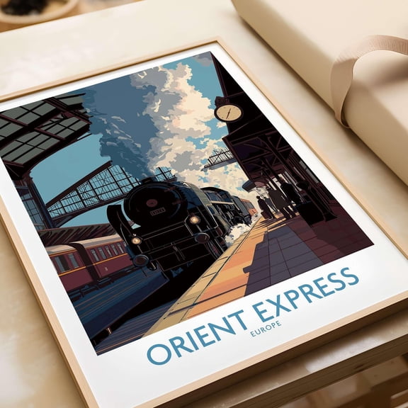 Orient Express Wall Art Print Steam Engine at Platform