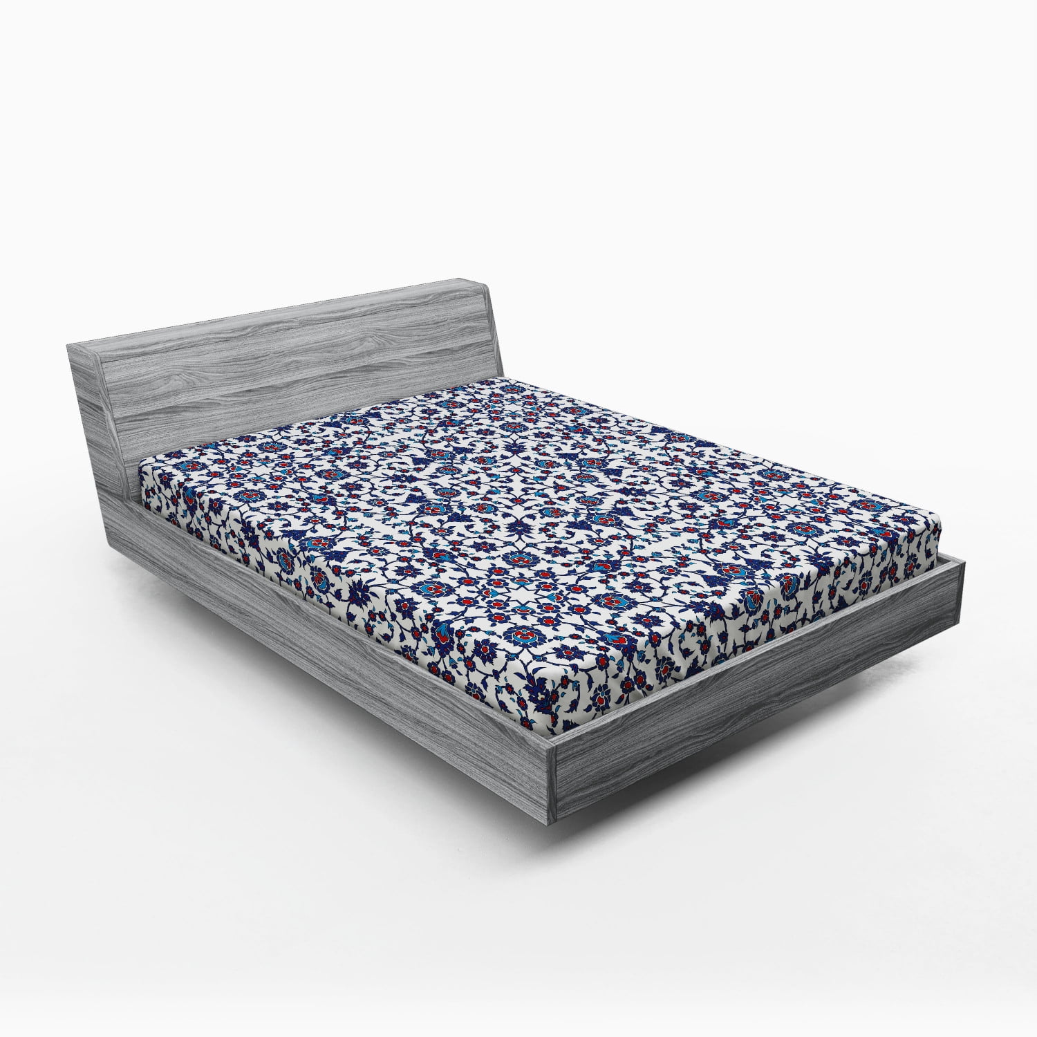 Full Size Multicolor Microfiber Floral Fitted Sheet