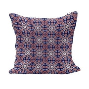 Orient Fluffy Throw Pillow Cushion Cover, Moroccan Pattern with Middle Eastern Oriental Effects Old-Fashioned Design, Decorative Square Accent Pillow Case, 24" x 24", Indigo Red White, by Ambesonne
