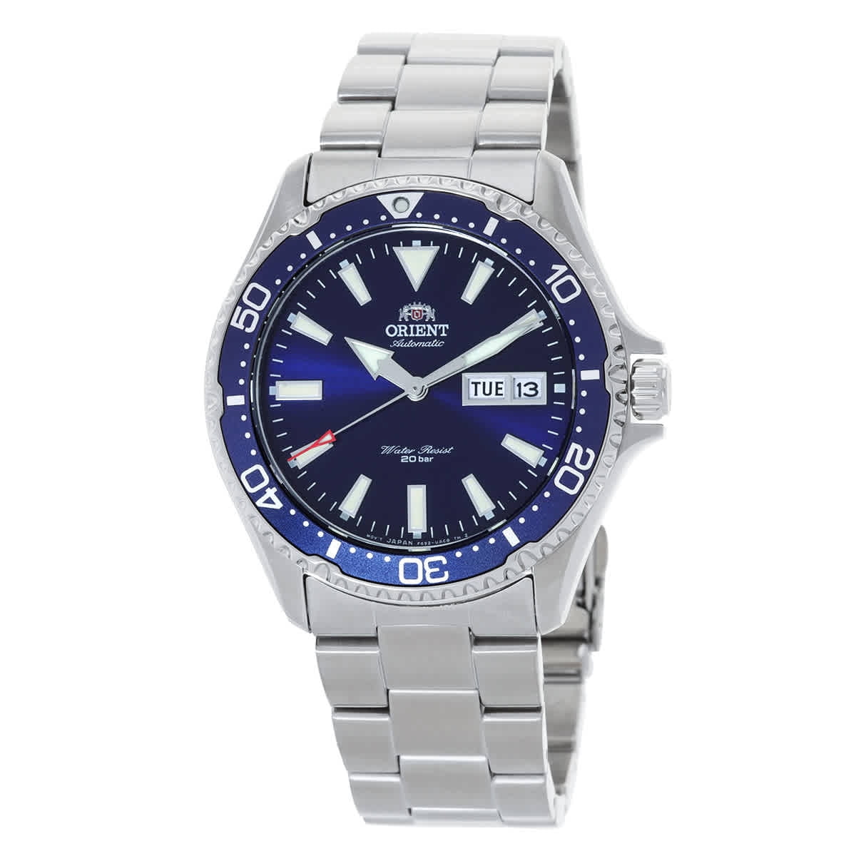 Orient Kamasu Men's Automatic Watch with Blue Dial, Silver