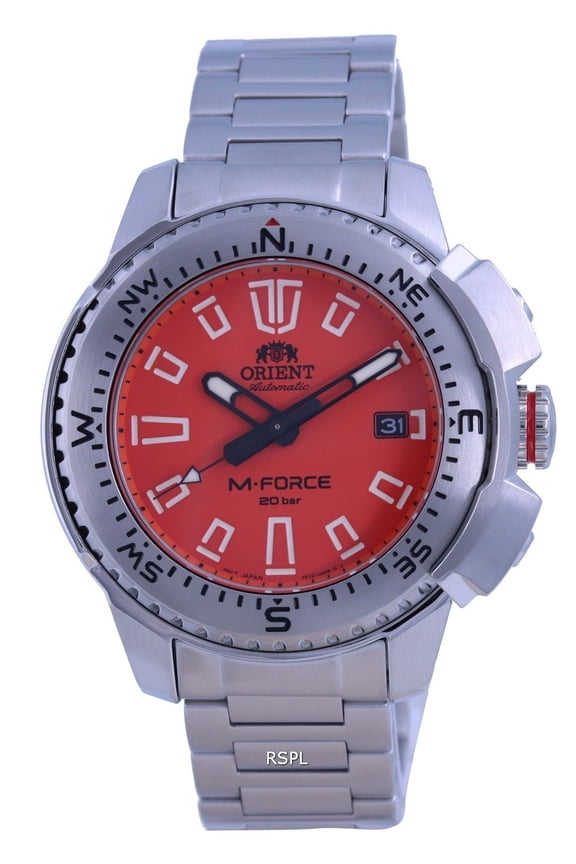 M-Force Orange Dial Stainless Steel Automatic Diver's RA-AC0N02Y10B 200M Men's Watch