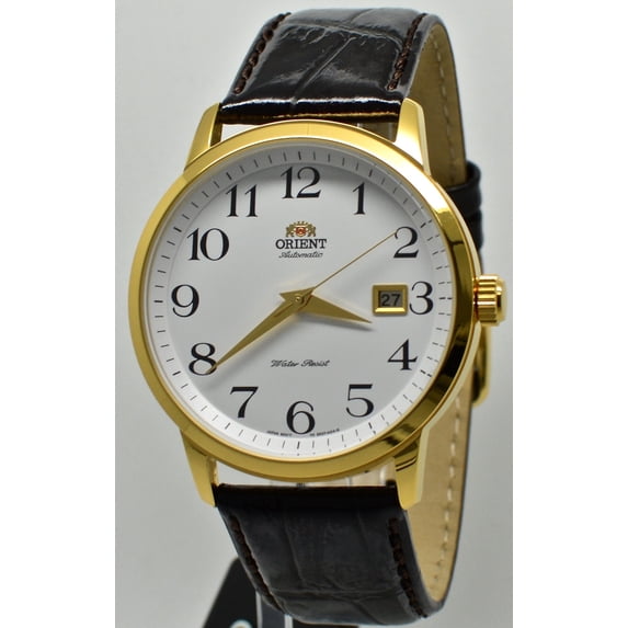 Orient Men's Symphony FER27005W0 White Dial Brown Leather Band Watch