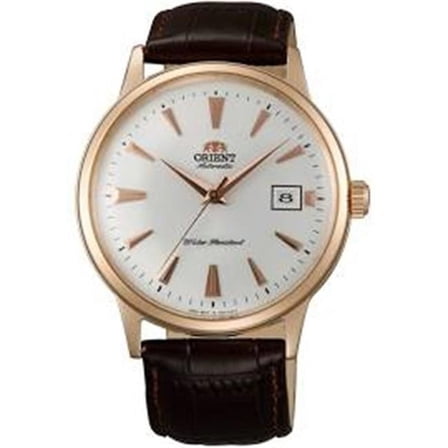 Orient by Orient Men's 21 mm Bambino Automatic Stainless Steel Leather Band Wristwatch, Brown, (RA-AC0005S10A)