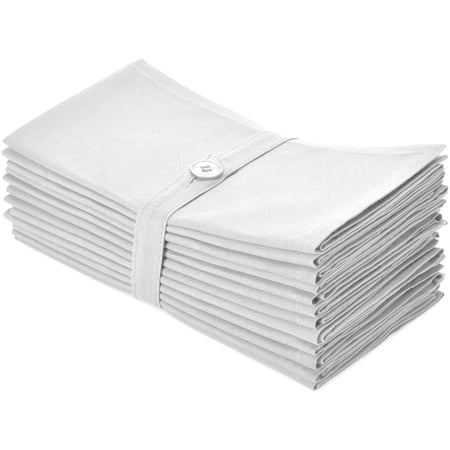 Orient Originals Ideal Set of 12 Pure Cotton Solid Color Dinner Napkins, 20 inch x 20 inch, White