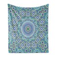 thumbnail image 1 of Orient Soft Flannel Fleece Throw Blanket, Eastern Pattern with Floral Ornamental Motifs, Cozy Plush for Indoor and Outdoor Use, 50" x 70", Sky Blue Green White, by Ambesonne, 1 of 5