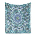 thumbnail image 1 of Orient Soft Flannel Fleece Throw Blanket, Eastern Pattern with Floral Ornamental Motifs, Cozy Plush for Indoor and Outdoor Use, 60" x 80", Sky Blue Green White, by Ambesonne, 1 of 5