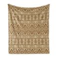 thumbnail image 1 of Orient Soft Flannel Fleece Throw Blanket, Folkloric Lace Pattern Traditional Design with Middle Eastern Elements, Cozy Plush for Indoor and Outdoor Use, 60" x 80", Apricot Cream, by Ambesonne, 1 of 6