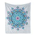 thumbnail image 1 of Orient Soft Flannel Fleece Throw Blanket, Illustration of Old Eastern Antique Oriental Damask Round Motif, Cozy Plush for Indoor and Outdoor Use, 60" x 80", Multicolor, by Ambesonne, 1 of 5