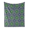 thumbnail image 1 of Orient Soft Flannel Fleece Throw Blanket, Ornate Mosaic Oriental Eastern Patterns with Damask Art, Cozy Plush for Indoor and Outdoor Use, 50" x 70", Yellow Green Teal, by Ambesonne, 1 of 5