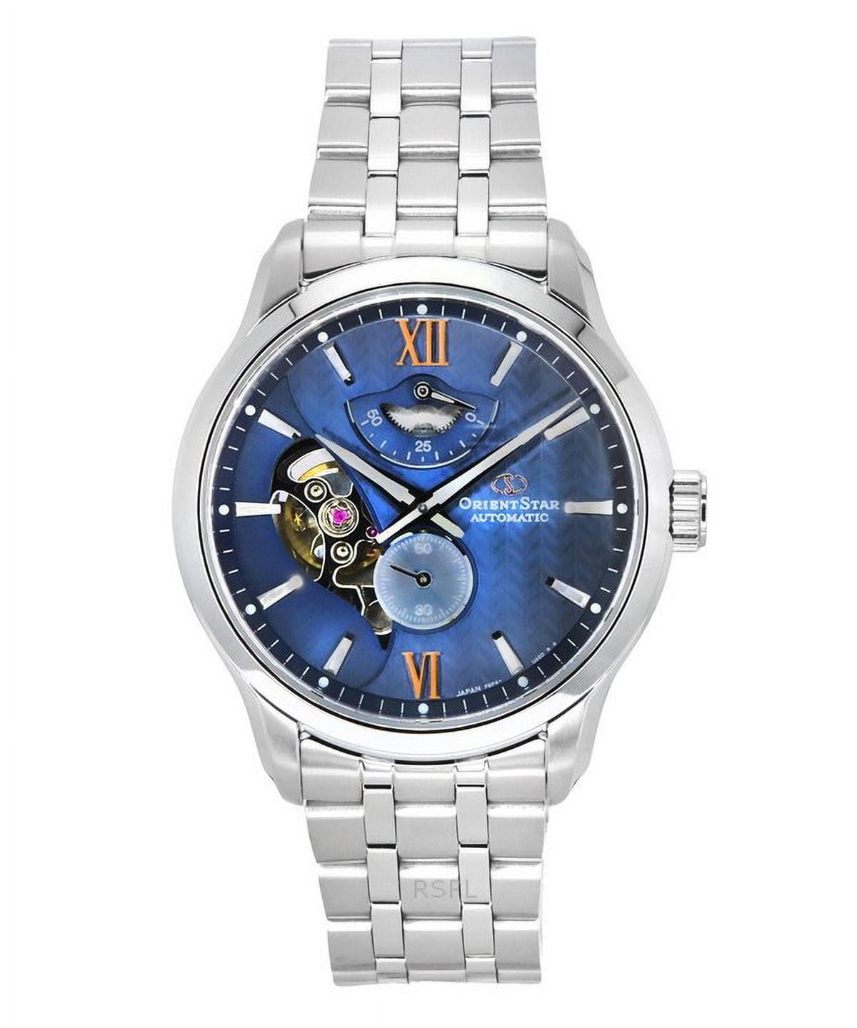 Star Contemporary Stainless Steel Blue Dial Automatic RE-AV0B08L00B 100M Men's Watch