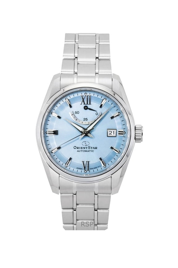 Star Contemporary Stainless Steel Ice Blue Dial Automatic RE-AU0109L 100M Men's Watch