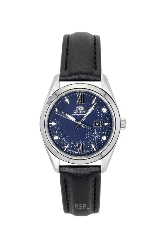 Stretto Leather Strap Blue Dial Solar RA-WG0605L Women's Watch