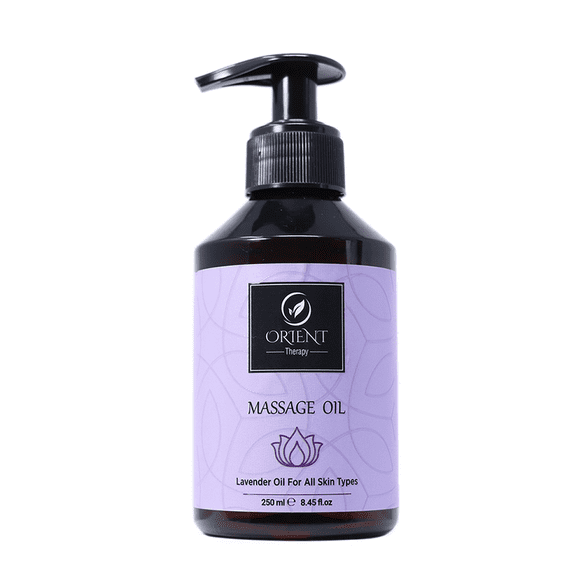 Orient Therapy Lavender Massage Oil - Aromatherapy Scented Muscle Massage Oil - Soothing, Calming & Aromatic Body Oil - Non Greasy & Lightweight - 250 ml