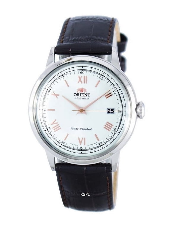 by Orient Men's 21 mm Bambino Version 2 Stainless Steel Leather Wrap Wristwatch, White, FAC00008W0