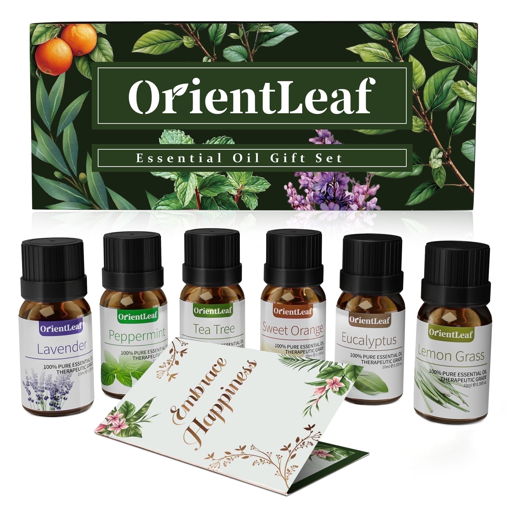 OrientLeaf Essential Oils Set with Greeting Card, Gift Sets for Women, 100% Pure Essential Oil for Diffuser, Aromatherapy, Sleep, Massage & DIY