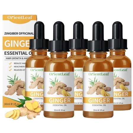 OrientLeaf 5 Pcs Ginger Oil Lymphatic Drainage Massage Oil, Belly Drainage Ginger Oil, Ginger Oil for Lymphatic Drainage, Grapeseed Oil Natural Ginger Essential Oil, Christmas Gift Kit