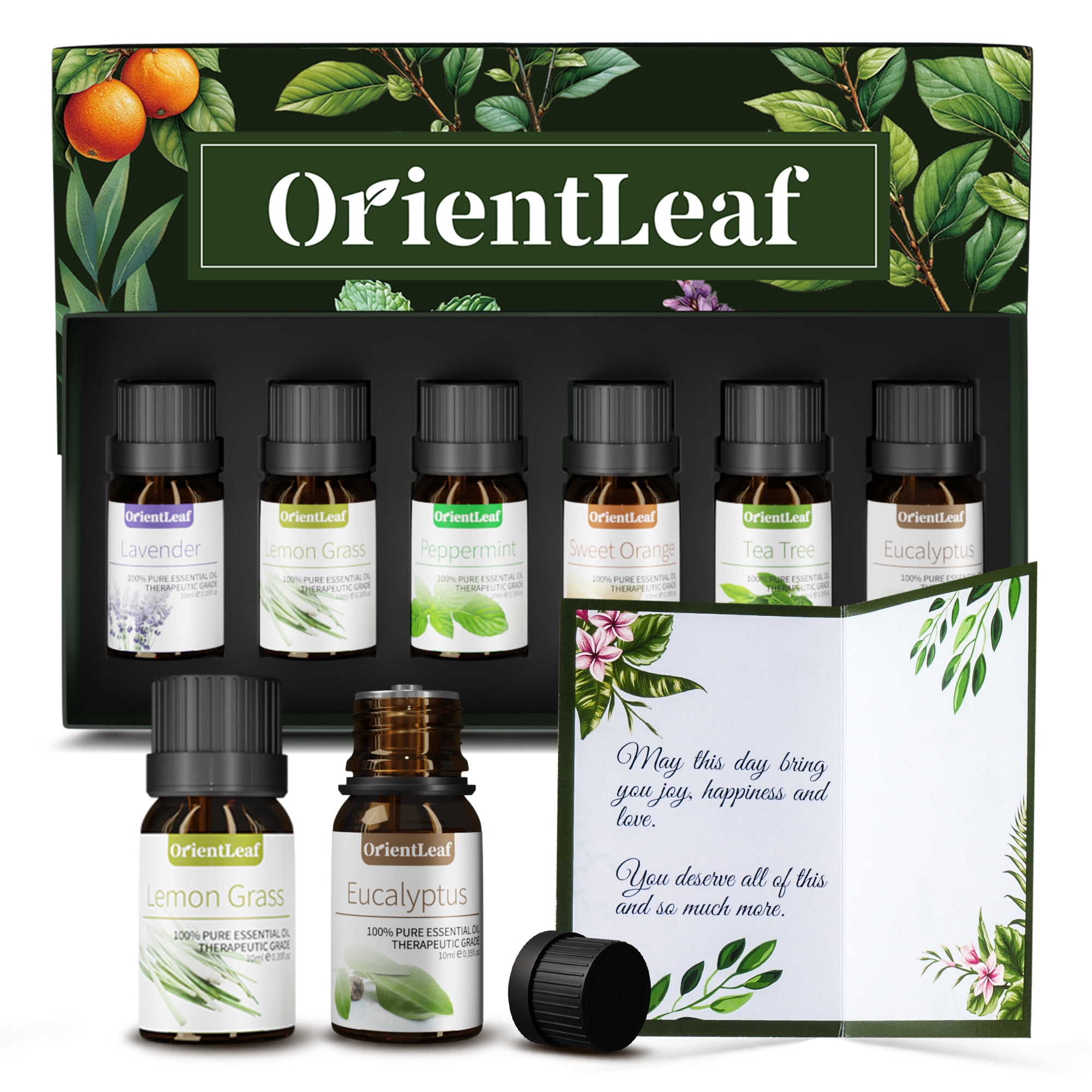 OrientLeaf Essential Oils Set Perfect Christmas Gifts for Aromatherapy,  Muscle Massage, Skin Care, 100% Pure 6 Pcs 10ML