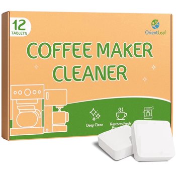 OrientLeaf Coffee Maker Cleaner & Descaler Tablets, 12 Count Coffee Pot & Coffee Machine Cleaner Tabs for Limescale, Oil & Residue, Compatible with Keurig, Single Serve, Drip & Espresso Machines
