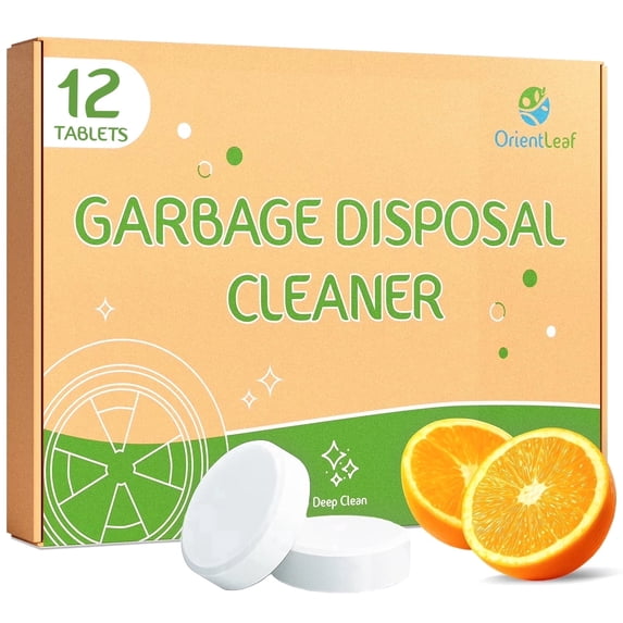 OrientLeaf Garbage Disposal Cleaner, Fresh Citrus Scent Foaming Garbage Disposal Cleaner and Deodorizer, 20g × 12 Tablets