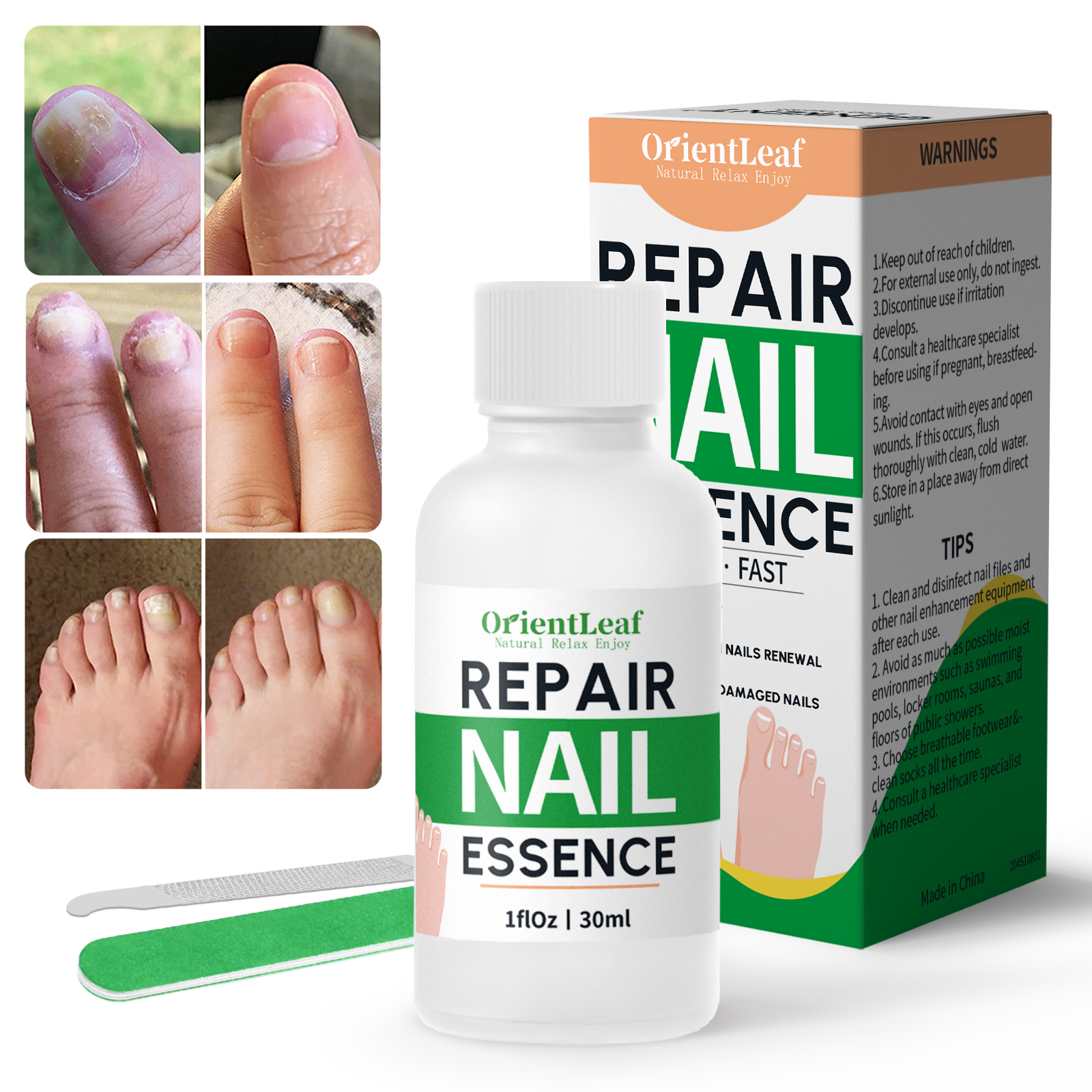 OrientLeaf Toenail Fungus Treatment with Nail File, Toenail Renewal