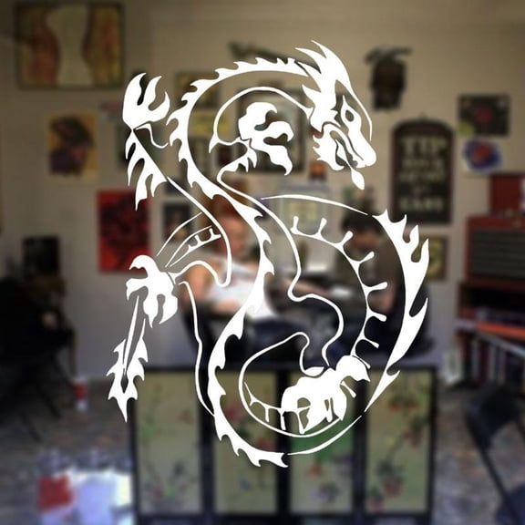 Oriental Asian Dragon Wall Sticker vinyl home decor room window decor Tattoo Shop mural removable wallpaper door sticker 42x55cm