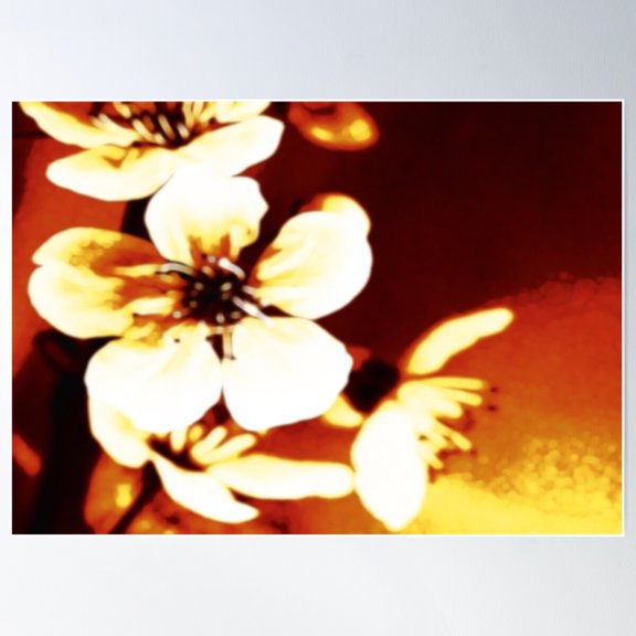 Oriental Blossom/Great White Cherry Abstract By Jenny Meehan Poster Wall Art, Modern Wall Decor For Living Room Bedroom, 8x12 UNFRAMED