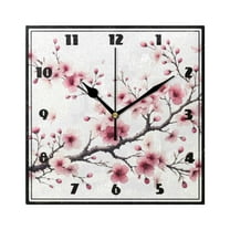 Oriental Cherry Flowers Wall Clock 7.78" Non-Ticking Silent Battery Operated for Home Bedroom Office Kitchen Living Room