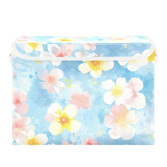 Oriental Cherry Foldable Storage Bin with Lid and Handle Collapsible Storage Box 16.5 x 12.6 x 11.8 inches