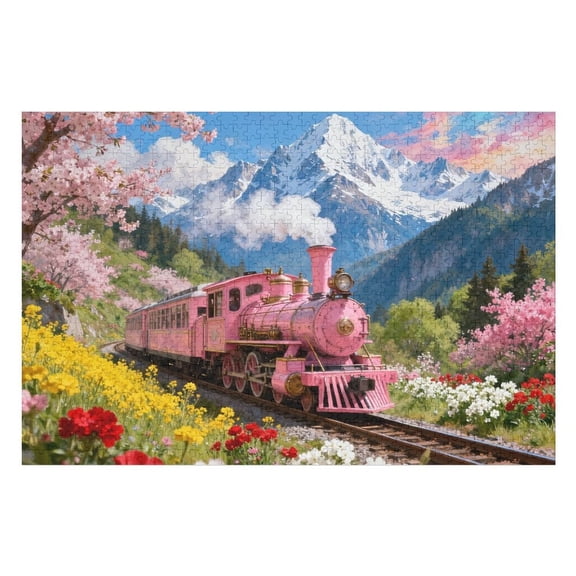 500 Piece Oriental Cherry Train Puzzle for Adults – Scenic Japanese Landscape, Relaxing Puzzle