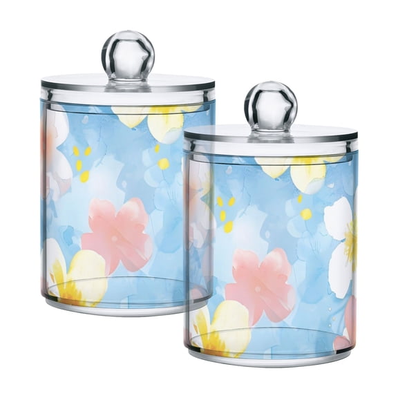 Oriental Cherry Translucent Plastic Cans Storage Canisters with Lid Set of 2