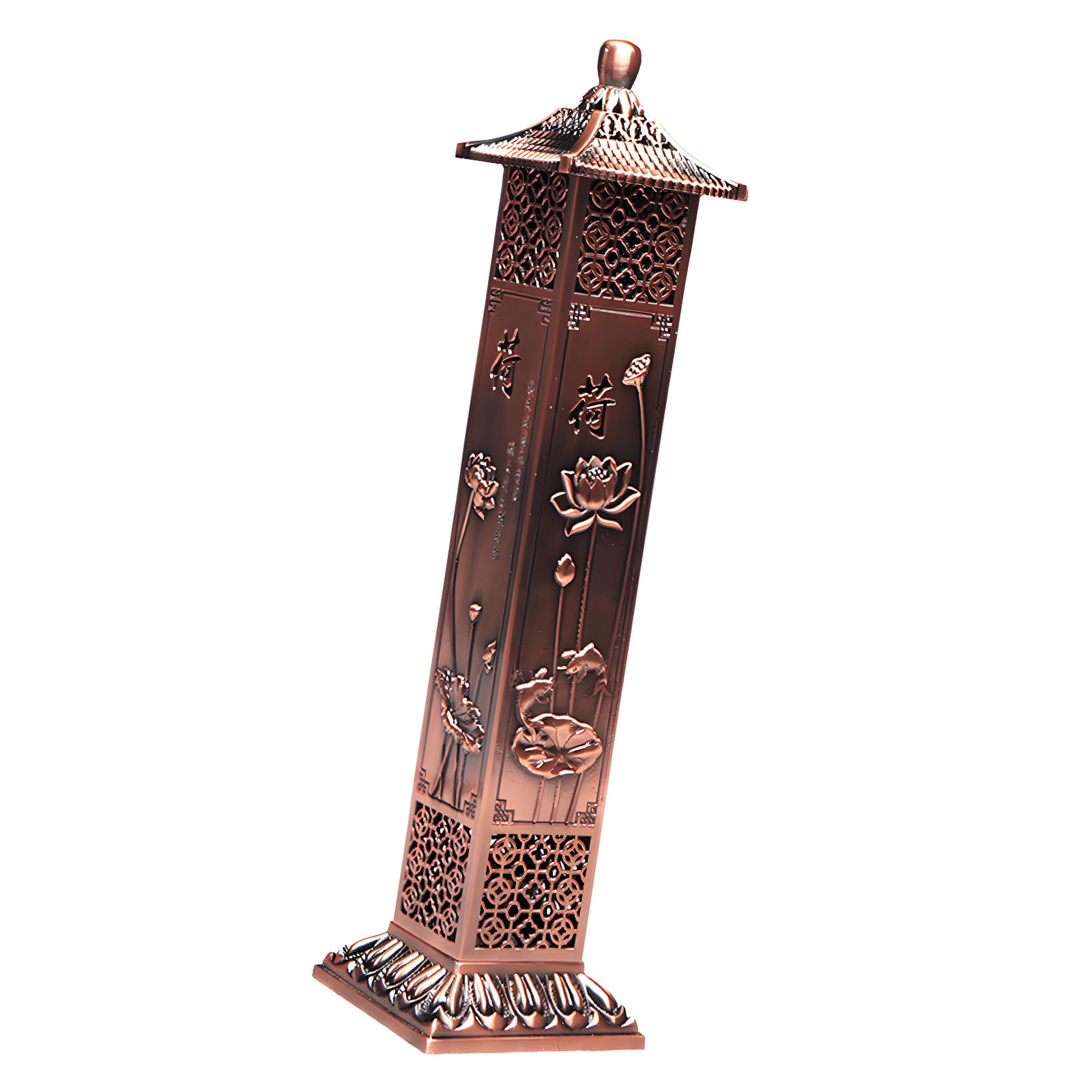 Oriental Chinese Metal Incenses Burners With Lotuses Carving Design ...