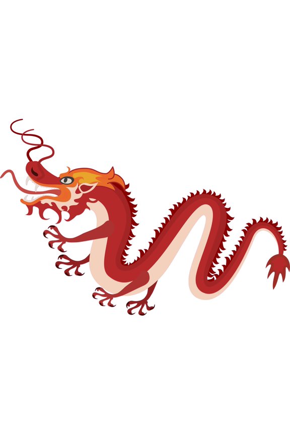 Oriental Chinese Red Dragon Roaring Vinyl Wall Decal - Mythical Beast of Ancient Imperial China Soaring in the Sky Artwork Wall Decor - 28" x 28"