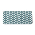 thumbnail image 1 of Oriental Computer Mouse Pad, Floral Theme Hand Drawn Lilies in Bluish Paisley Pattern on Plain Background, Rectangle Non-Slip Rubber Mousepad X-Large, 35" x 15", Dark Teal Ivory, by Ambesonne, 1 of 2